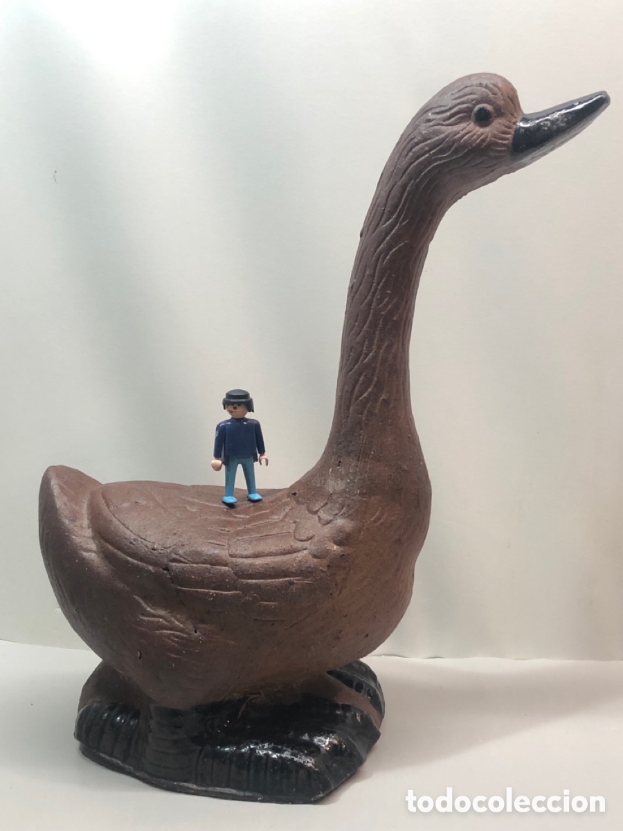 Antig&uuml;edades: 44 cm - Gran pato oca ganso en terracota esmaltada 5.5 kg - exterior jardin