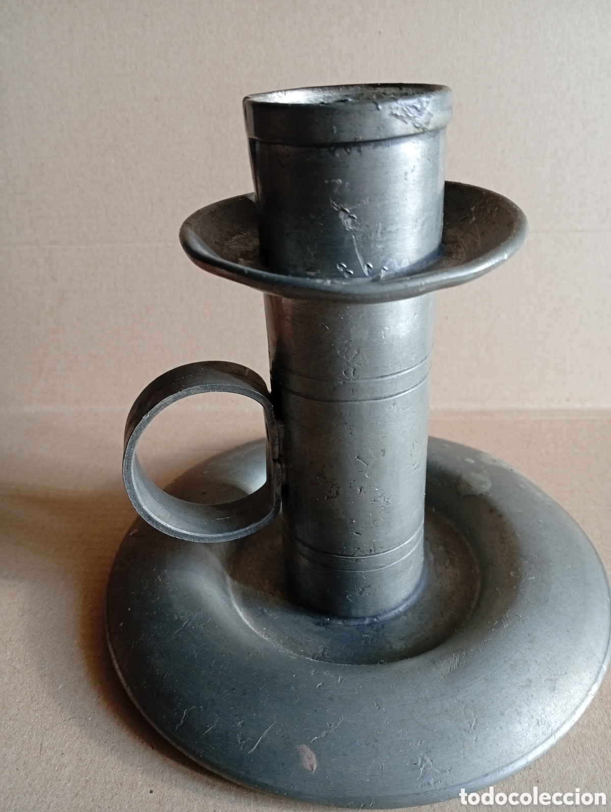 Antig&uuml;edades: Candelabro de peltre - Foto 2