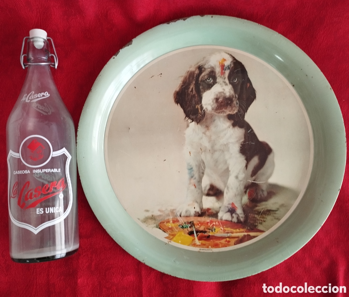 Antig&uuml;edades: Antigua Bandeja y Botella LA Casera. - Foto 3