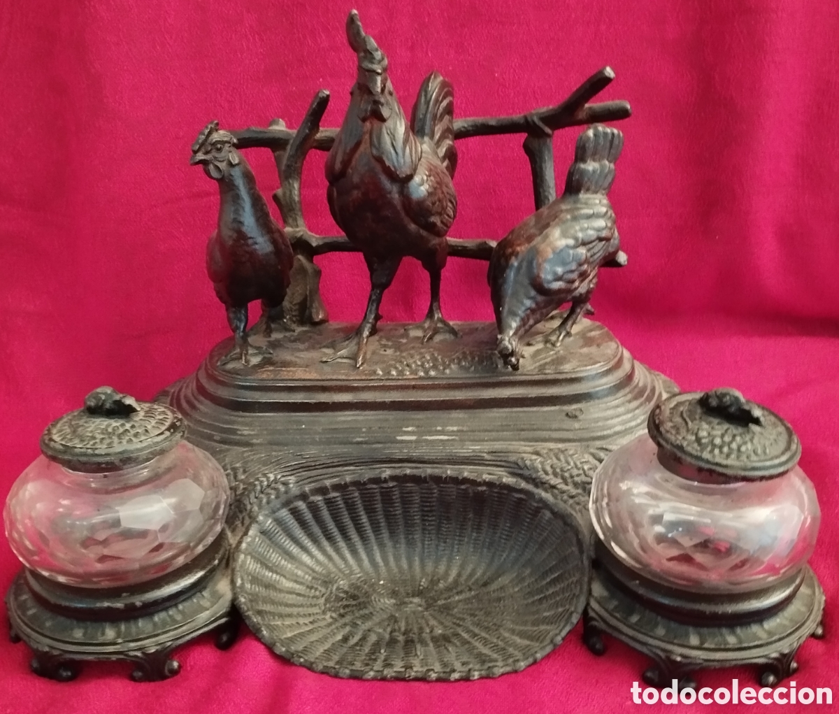 Antig&uuml;edades: Antiguo Tintero Peltre. - Foto 2