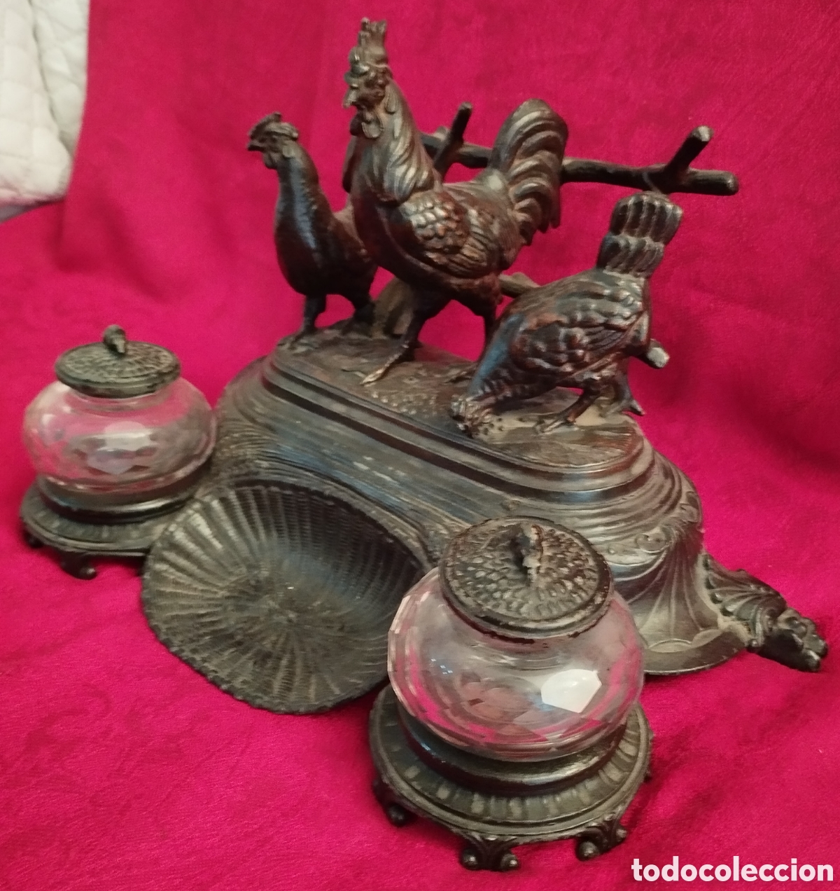 Antig&uuml;edades: Antiguo Tintero Peltre. - Foto 3