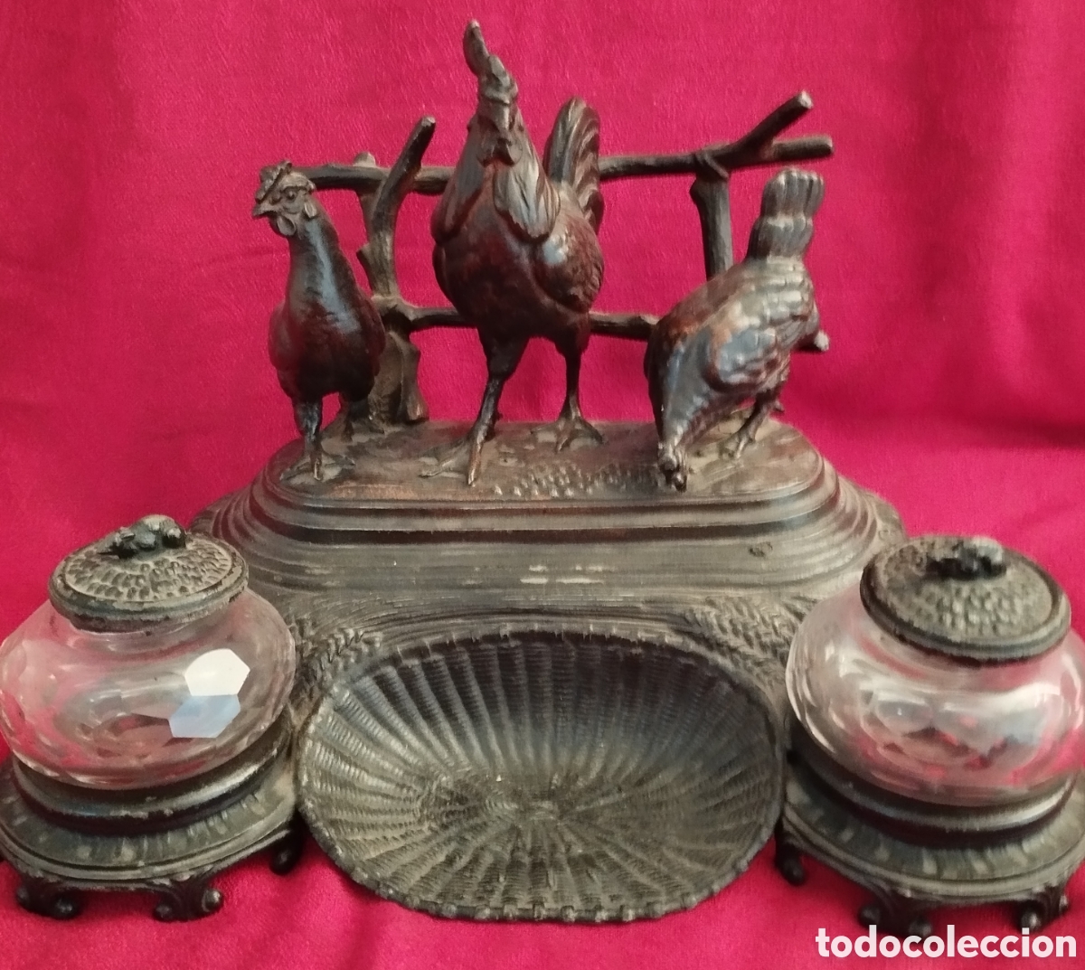 Antig&uuml;edades: Antiguo Tintero Peltre. - Foto 4