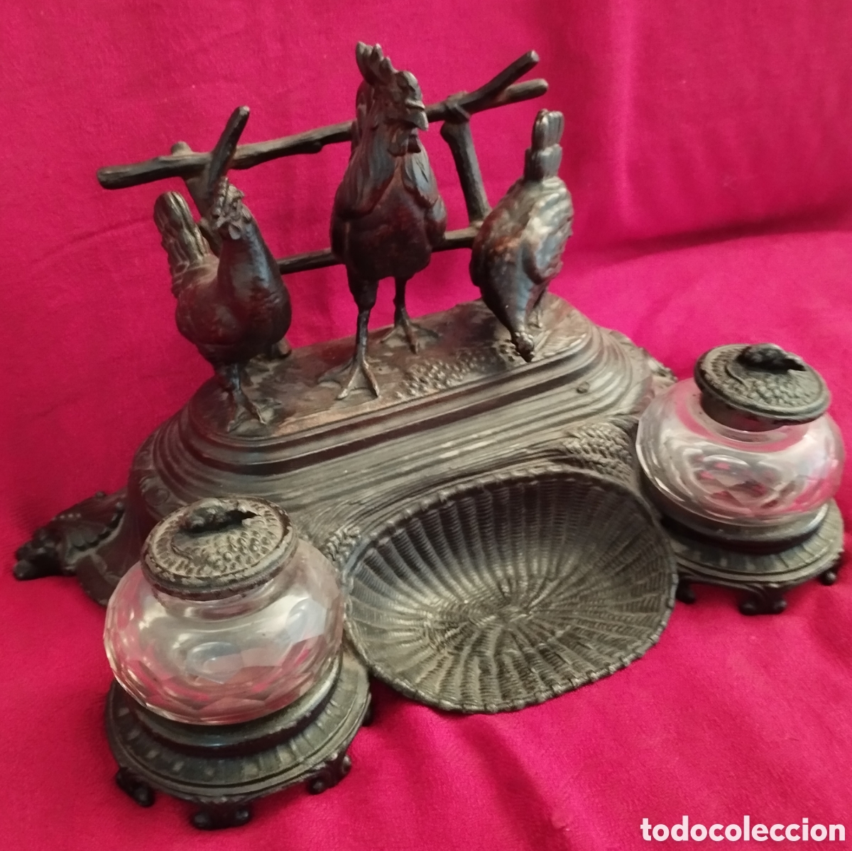 Antig&uuml;edades: Antiguo Tintero Peltre. - Foto 5