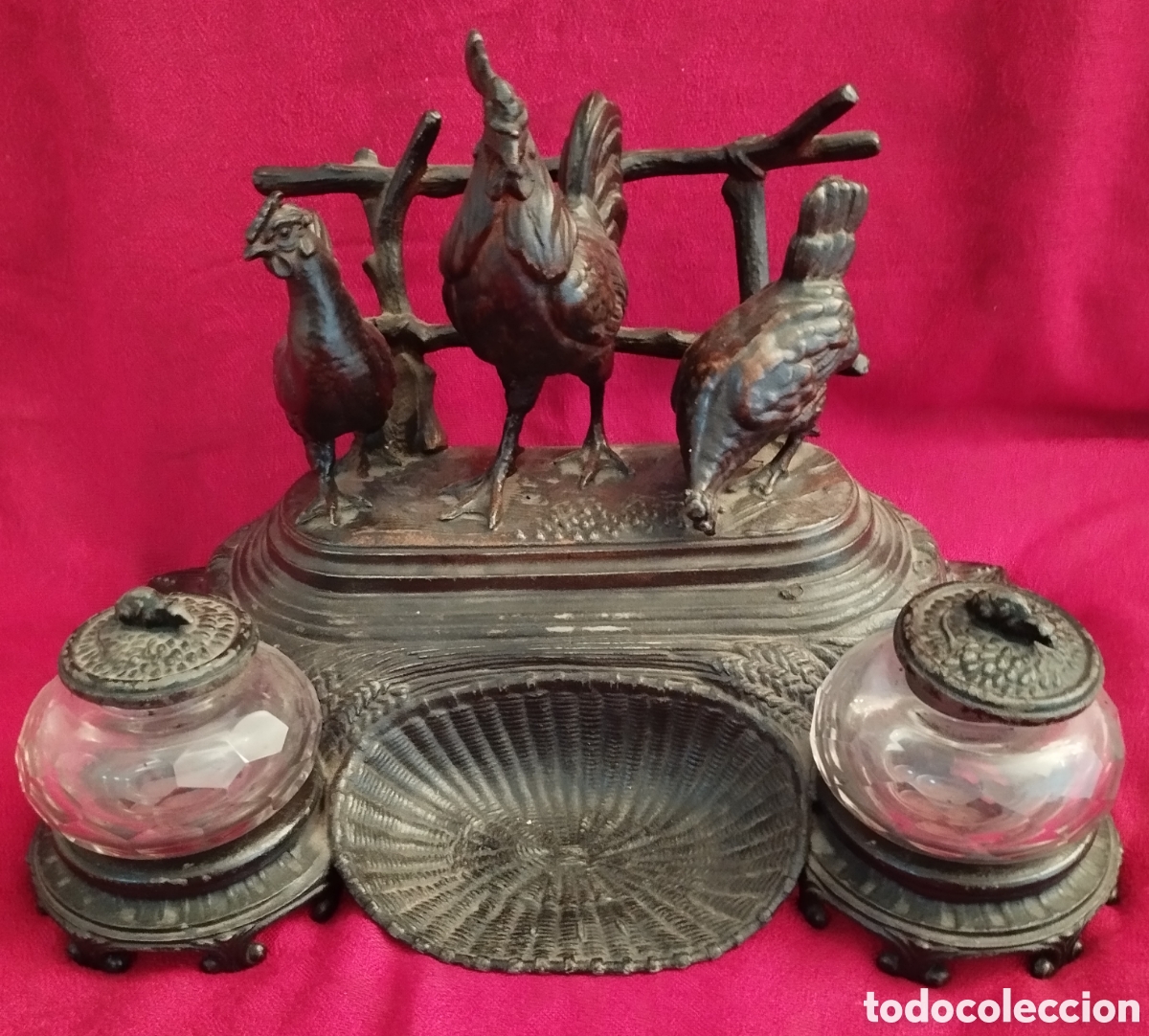 Antig&uuml;edades: Antiguo Tintero Peltre. - Foto 6