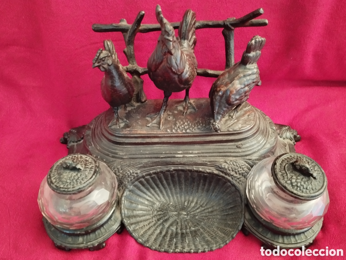 Antig&uuml;edades: Antiguo Tintero Peltre. - Foto 7