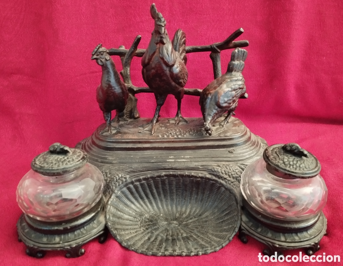 Antig&uuml;edades: Antiguo Tintero Peltre. - Foto 8