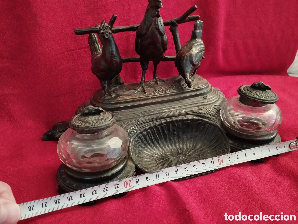 Antig&uuml;edades: Antiguo Tintero Peltre. - Foto 9