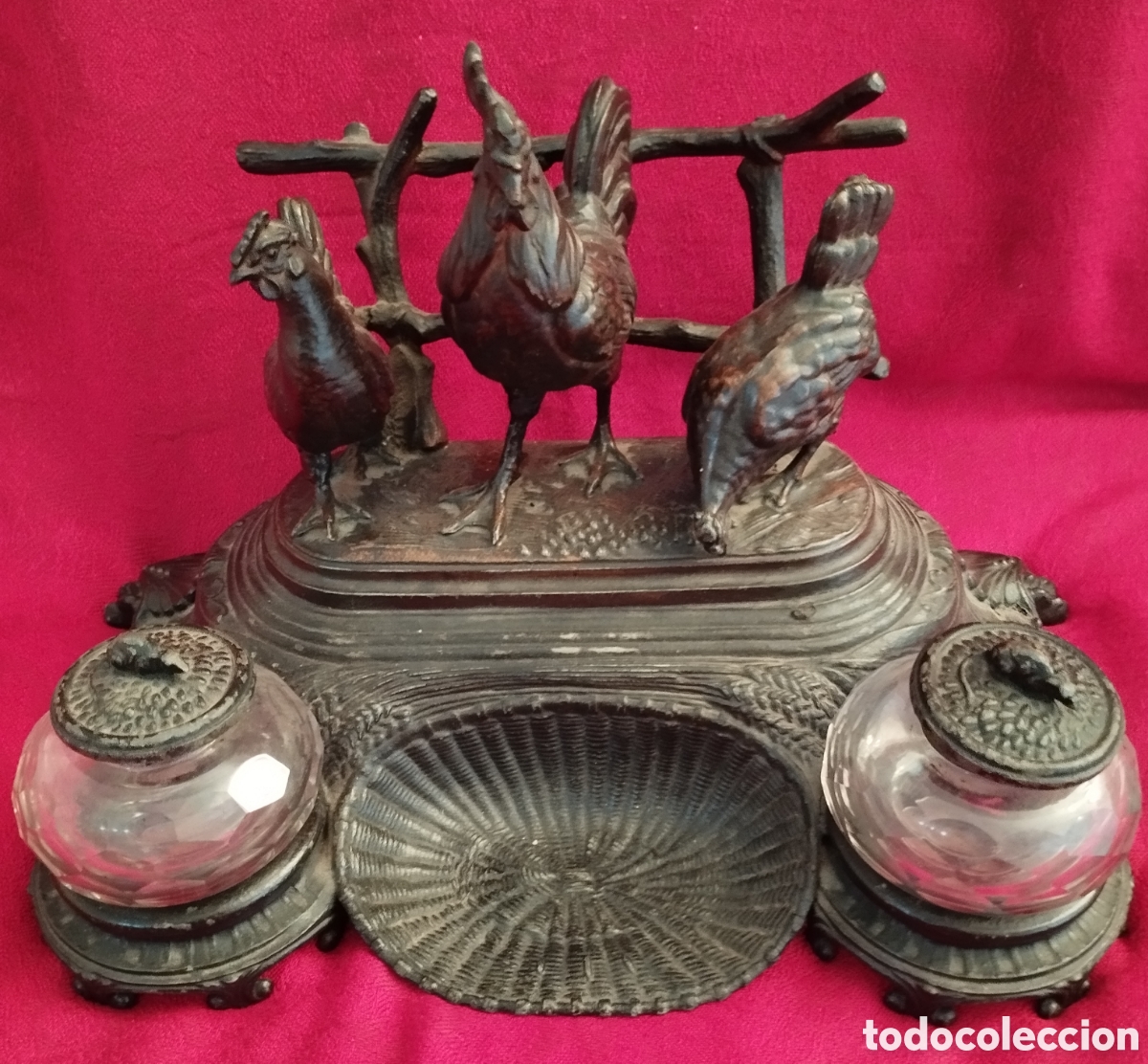 Antig&uuml;edades: Antiguo Tintero Peltre. - Foto 10