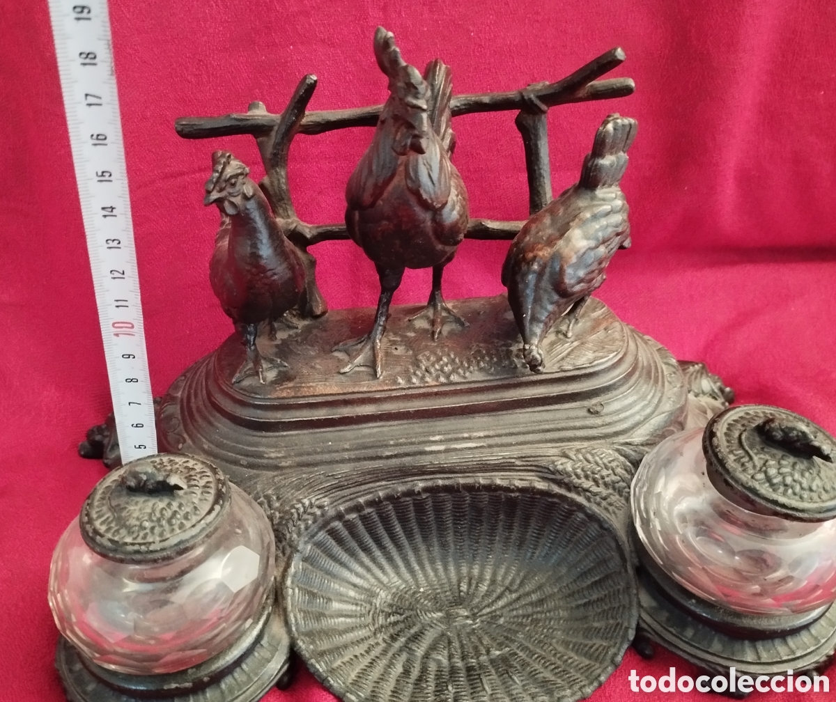 Antig&uuml;edades: Antiguo Tintero Peltre. - Foto 11