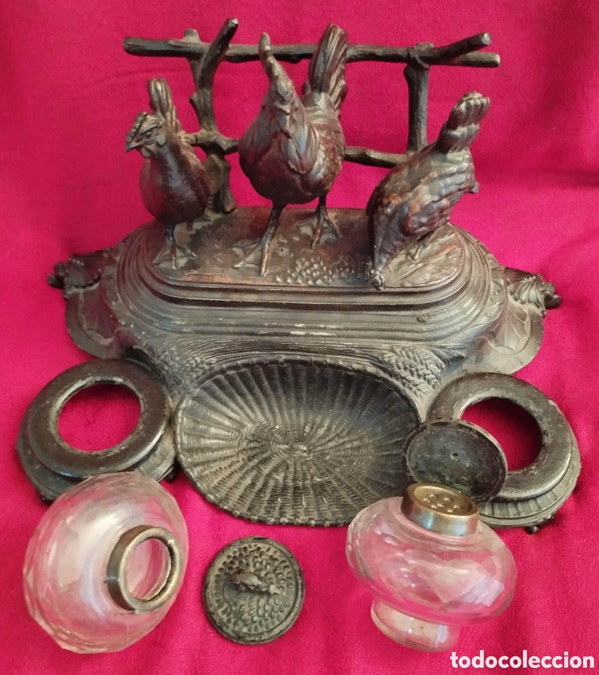 Antig&uuml;edades: Antiguo Tintero Peltre. - Foto 12