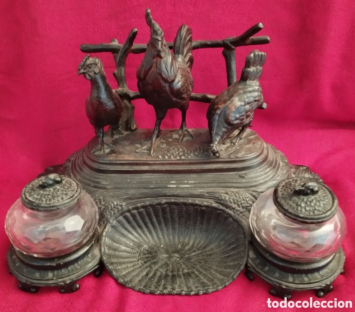 Antig&uuml;edades: Antiguo Tintero Peltre. - Foto 1