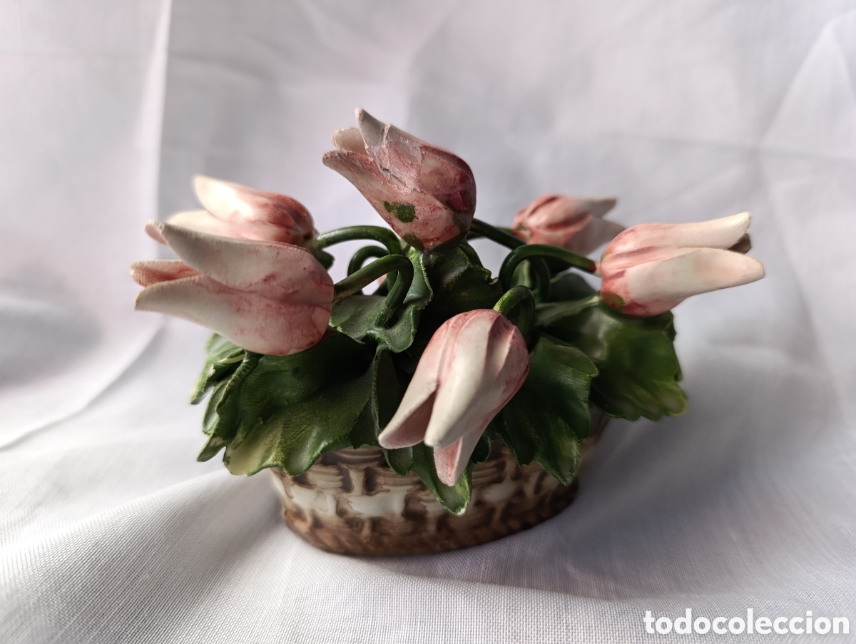 Antig&uuml;edades: Cesto de flores Capodimonte - Foto 2