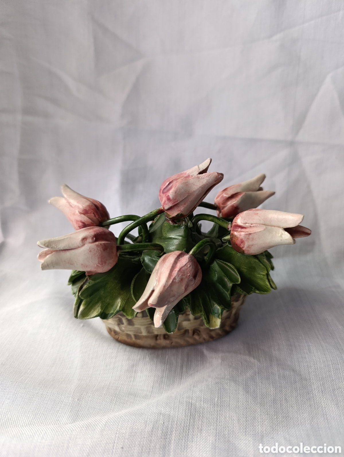 Antig&uuml;edades: Cesto de flores Capodimonte - Foto 4