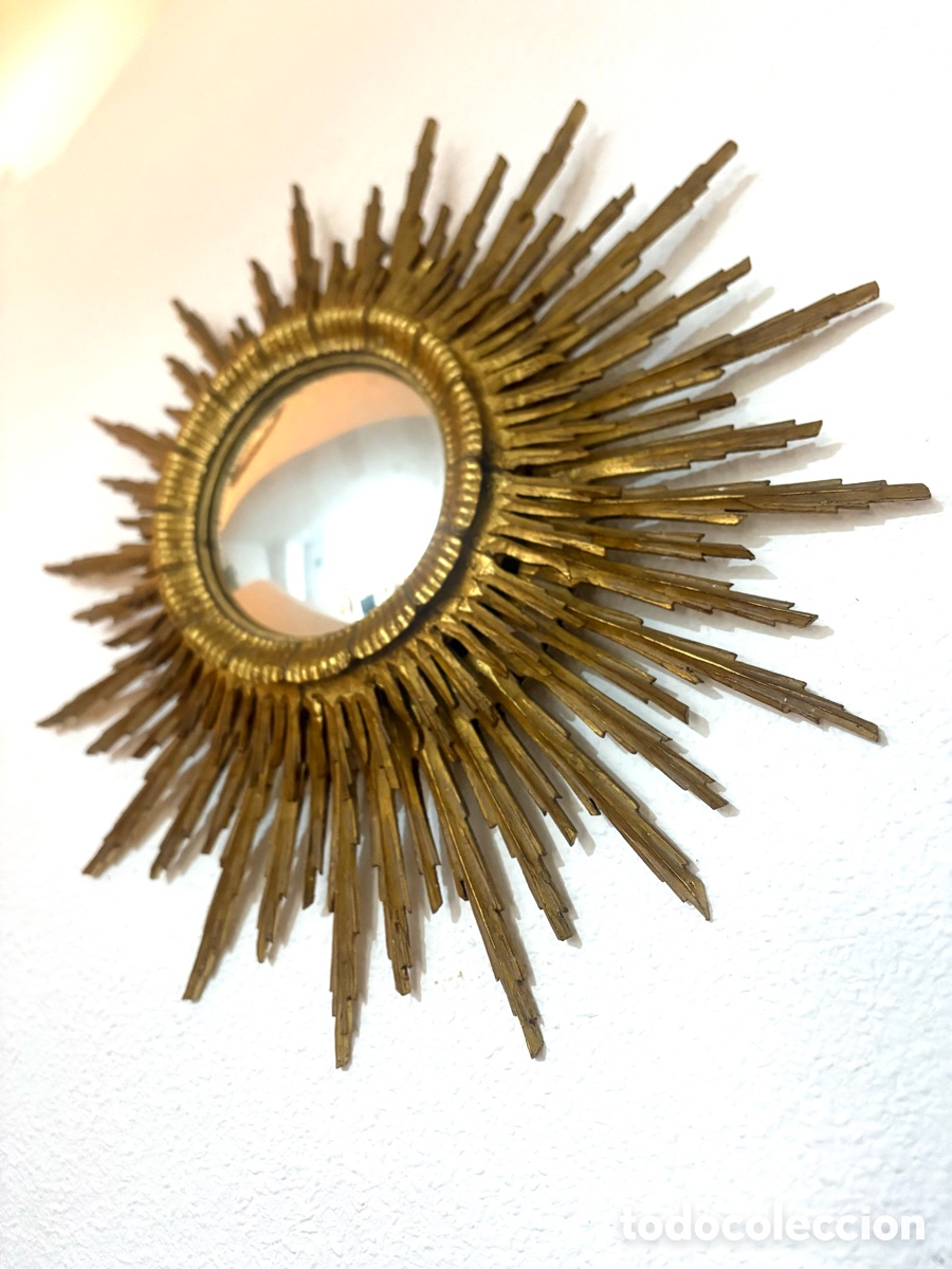 Antig&uuml;edades: ESPEJO SOL MADERA DORADA - Foto 3