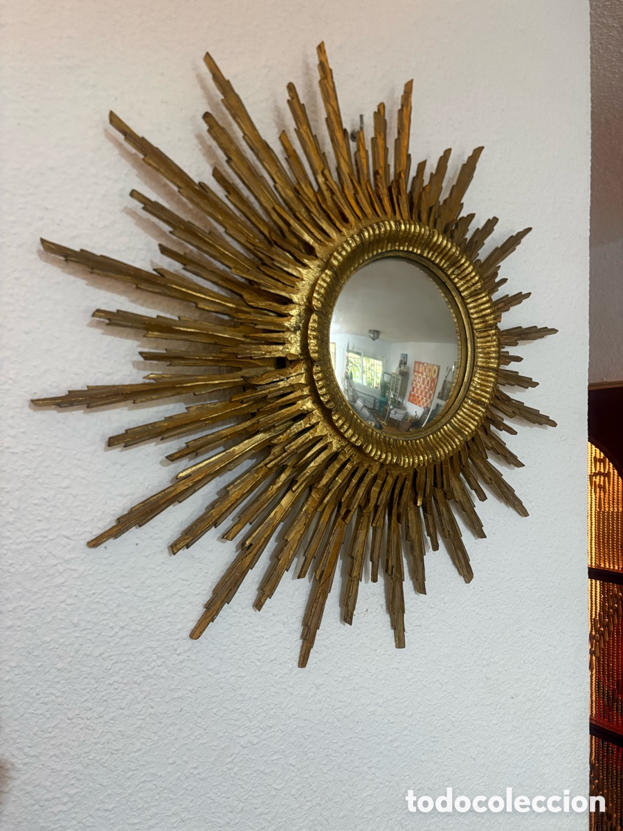 Antig&uuml;edades: ESPEJO SOL MADERA DORADA - Foto 4