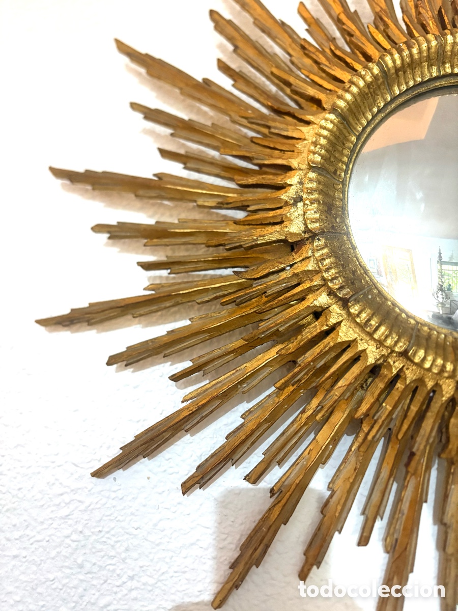 Antig&uuml;edades: ESPEJO SOL MADERA DORADA - Foto 5