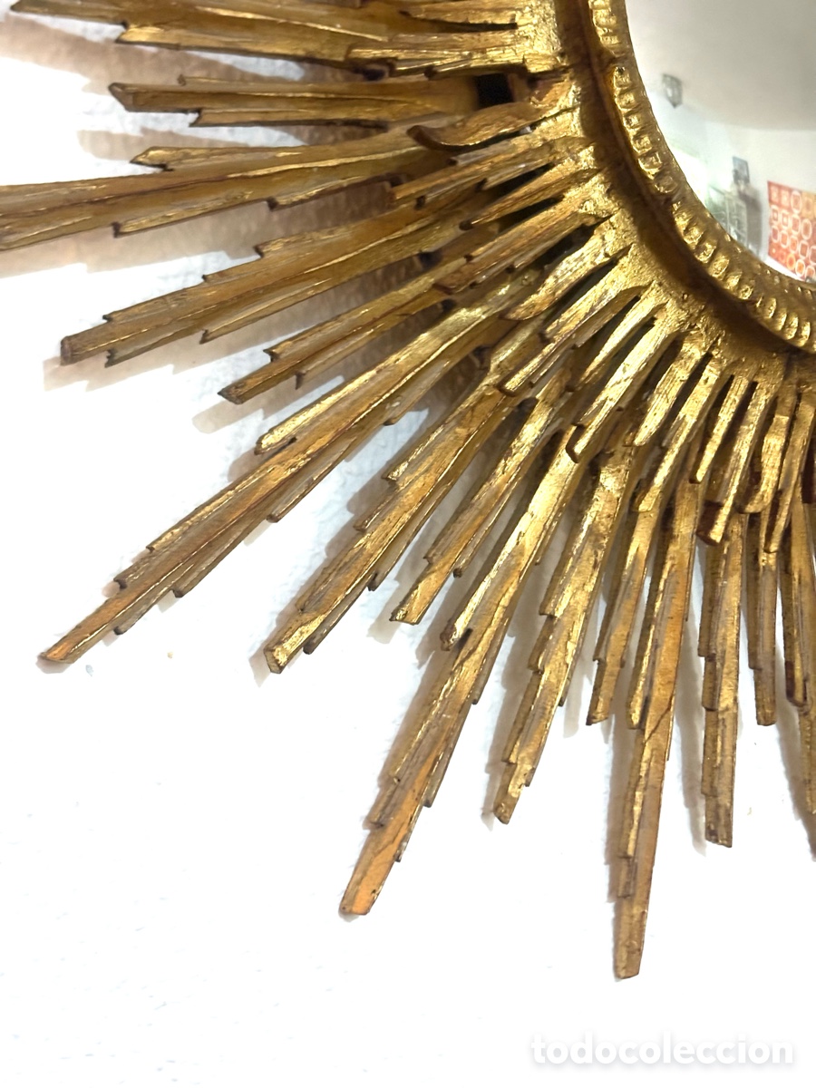 Antig&uuml;edades: ESPEJO SOL MADERA DORADA - Foto 6