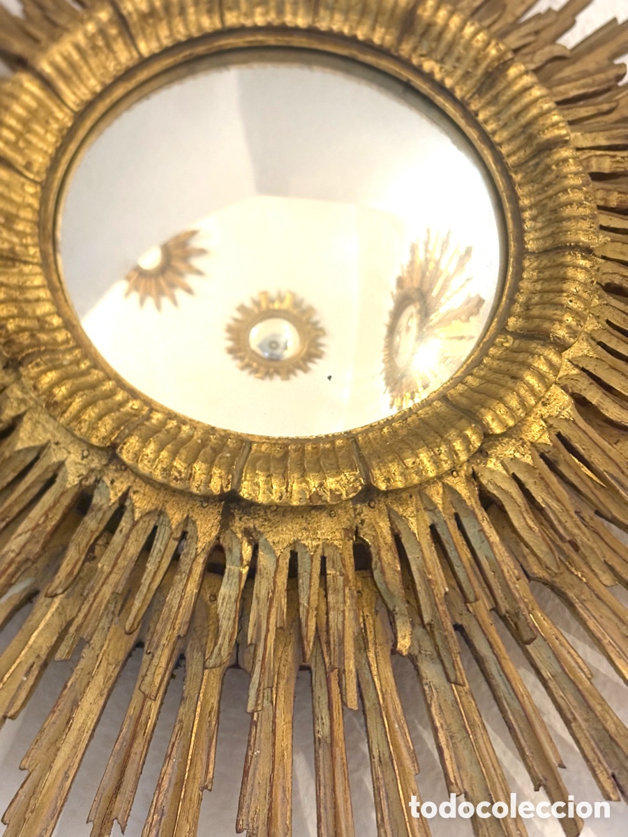 Antig&uuml;edades: ESPEJO SOL MADERA DORADA - Foto 8