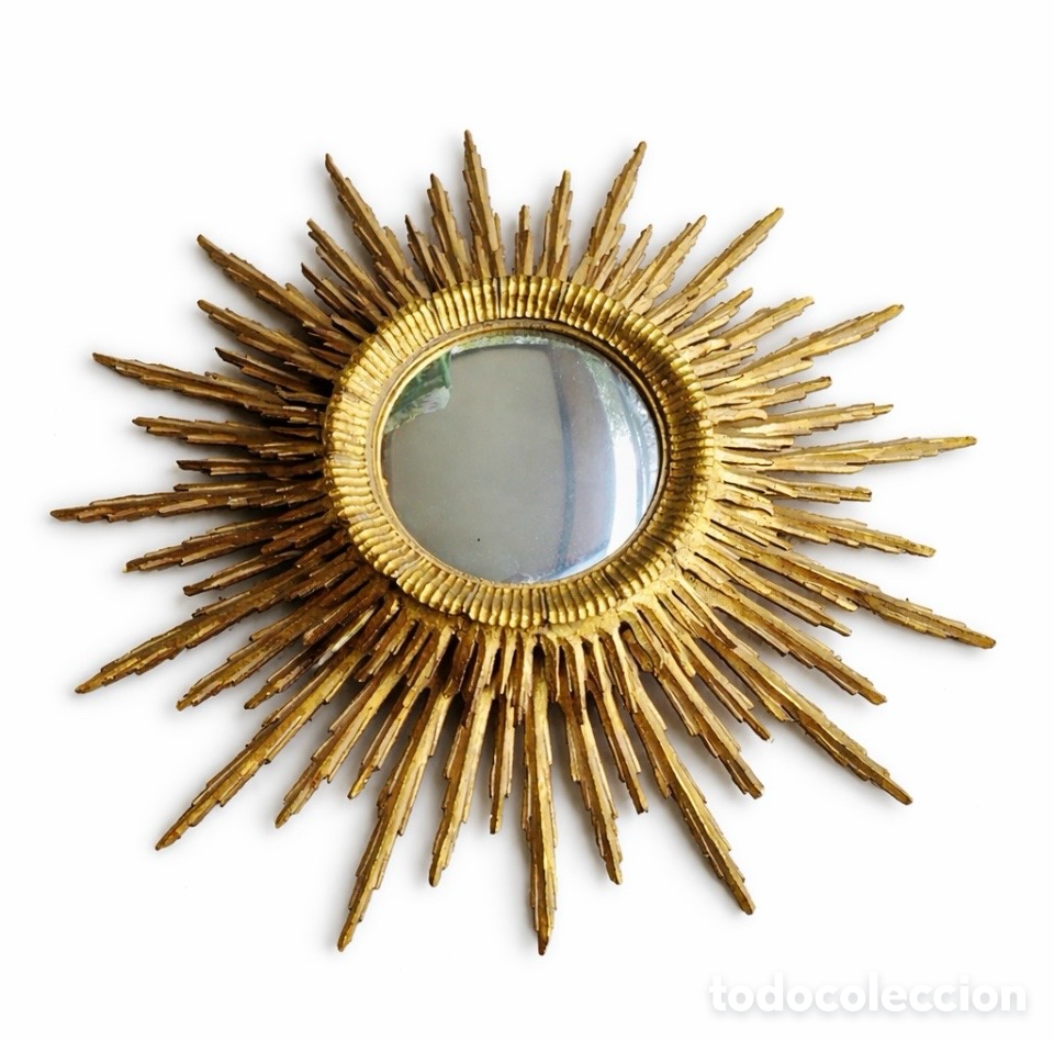 Antig&uuml;edades: ESPEJO SOL MADERA DORADA - Foto 1