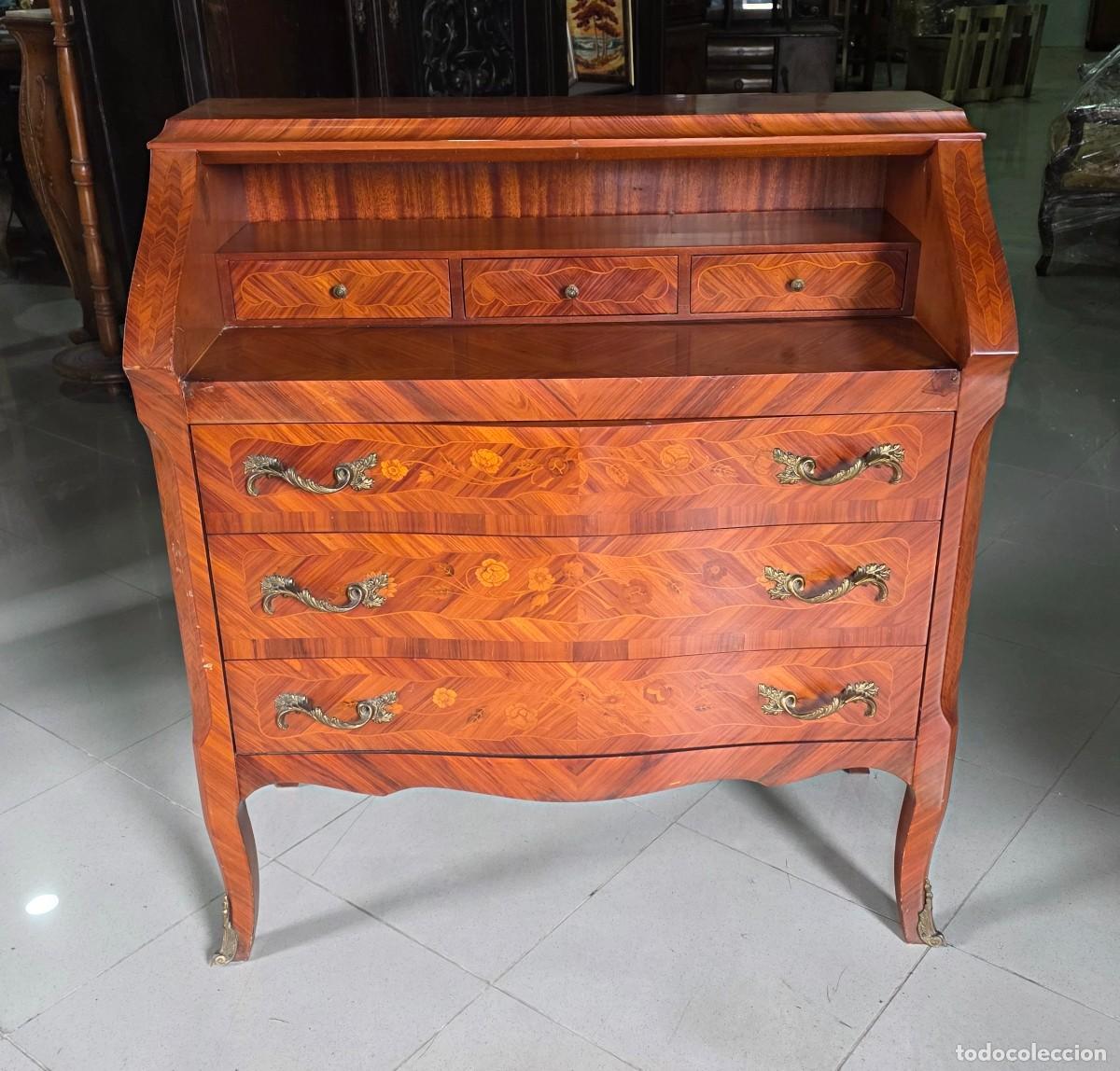 Antig&uuml;edades: Bur&oacute; estilo Luis XV con marqueter&iacute;a - Foto 1