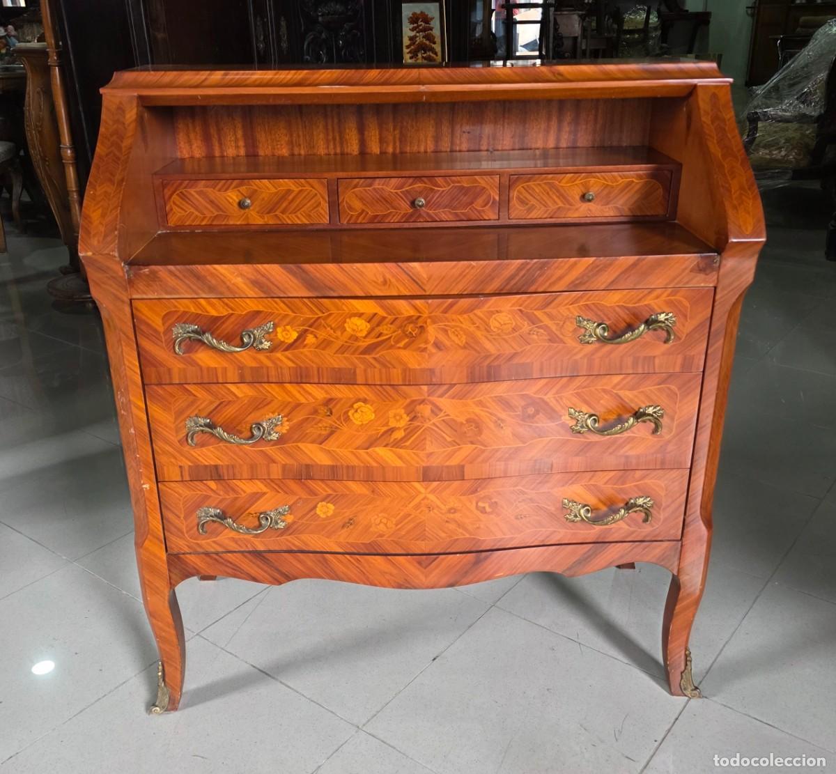 Antig&uuml;edades: Bur&oacute; estilo Luis XV con marqueter&iacute;a - Foto 2