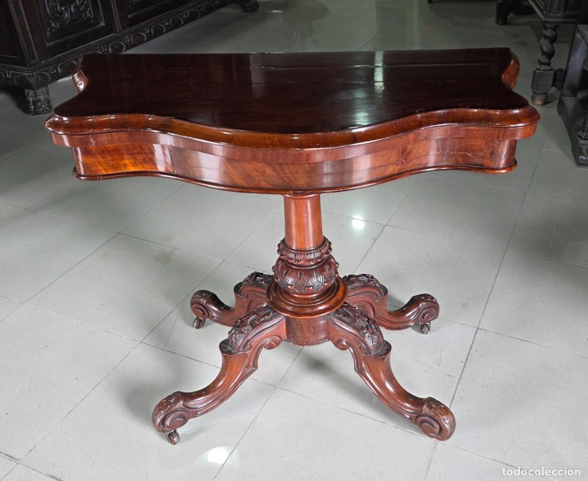 Antig&uuml;edades: Mesa de juego Isabelina de caoba - Foto 1