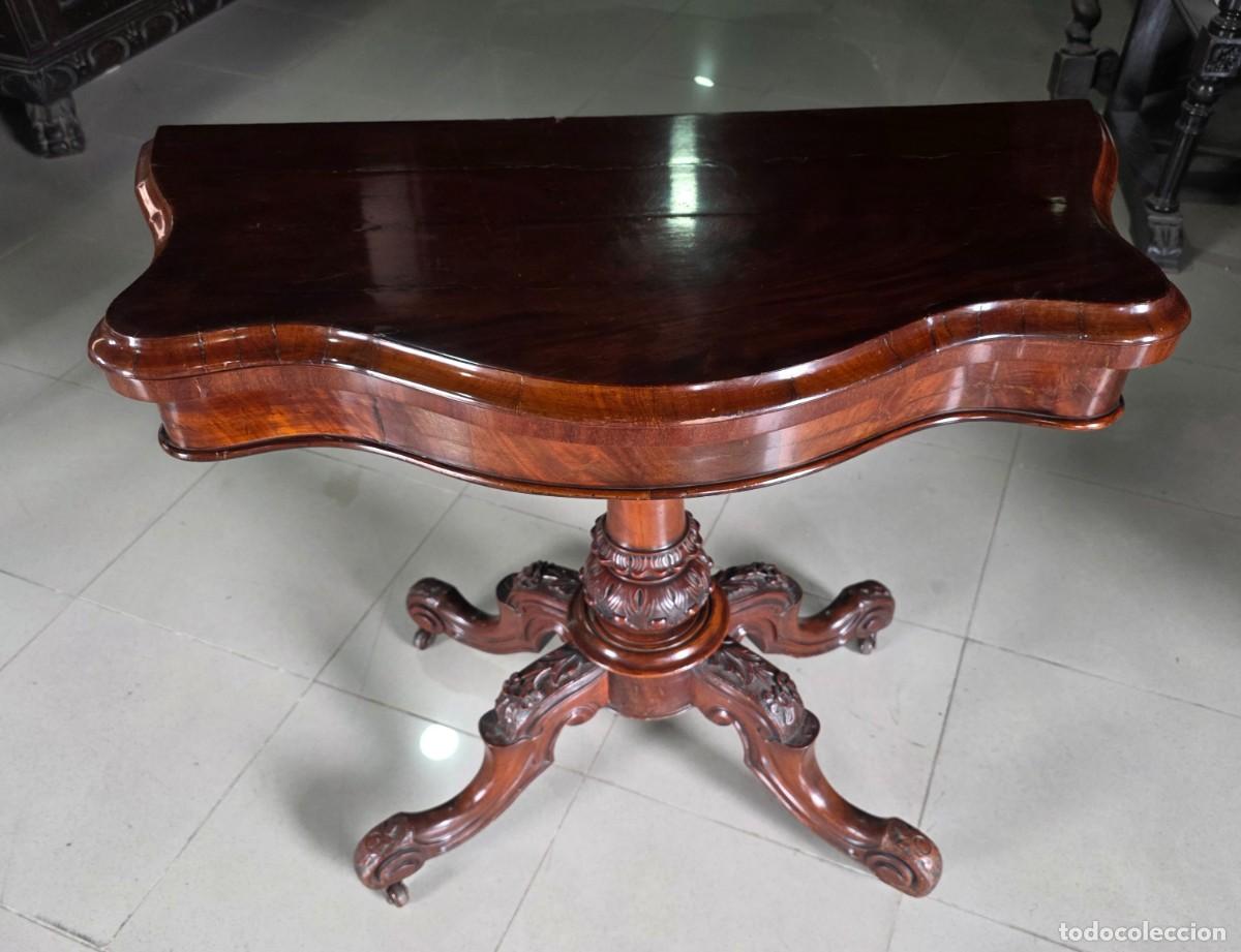 Antig&uuml;edades: Mesa de juego Isabelina de caoba - Foto 3