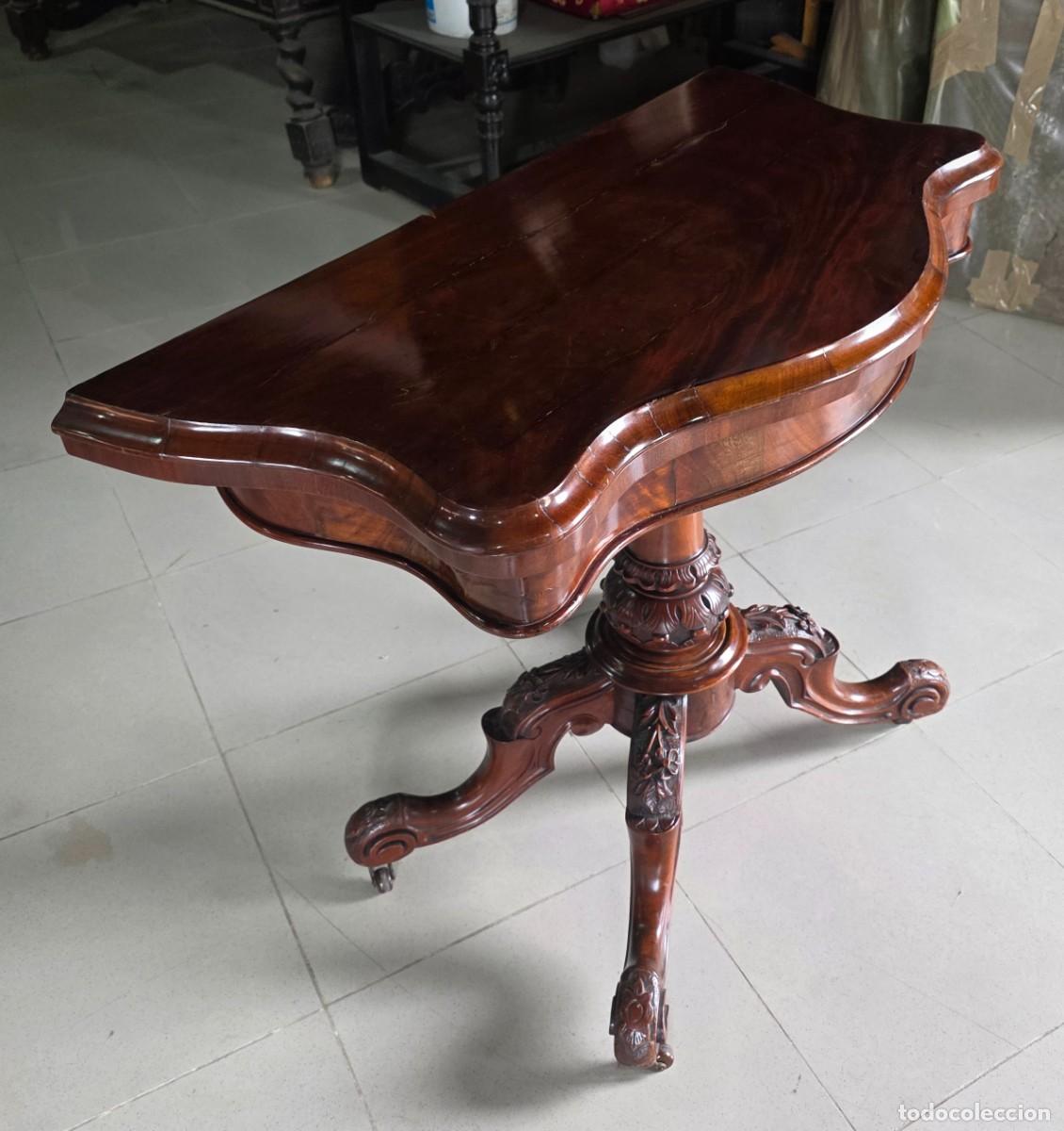 Antig&uuml;edades: Mesa de juego Isabelina de caoba - Foto 5