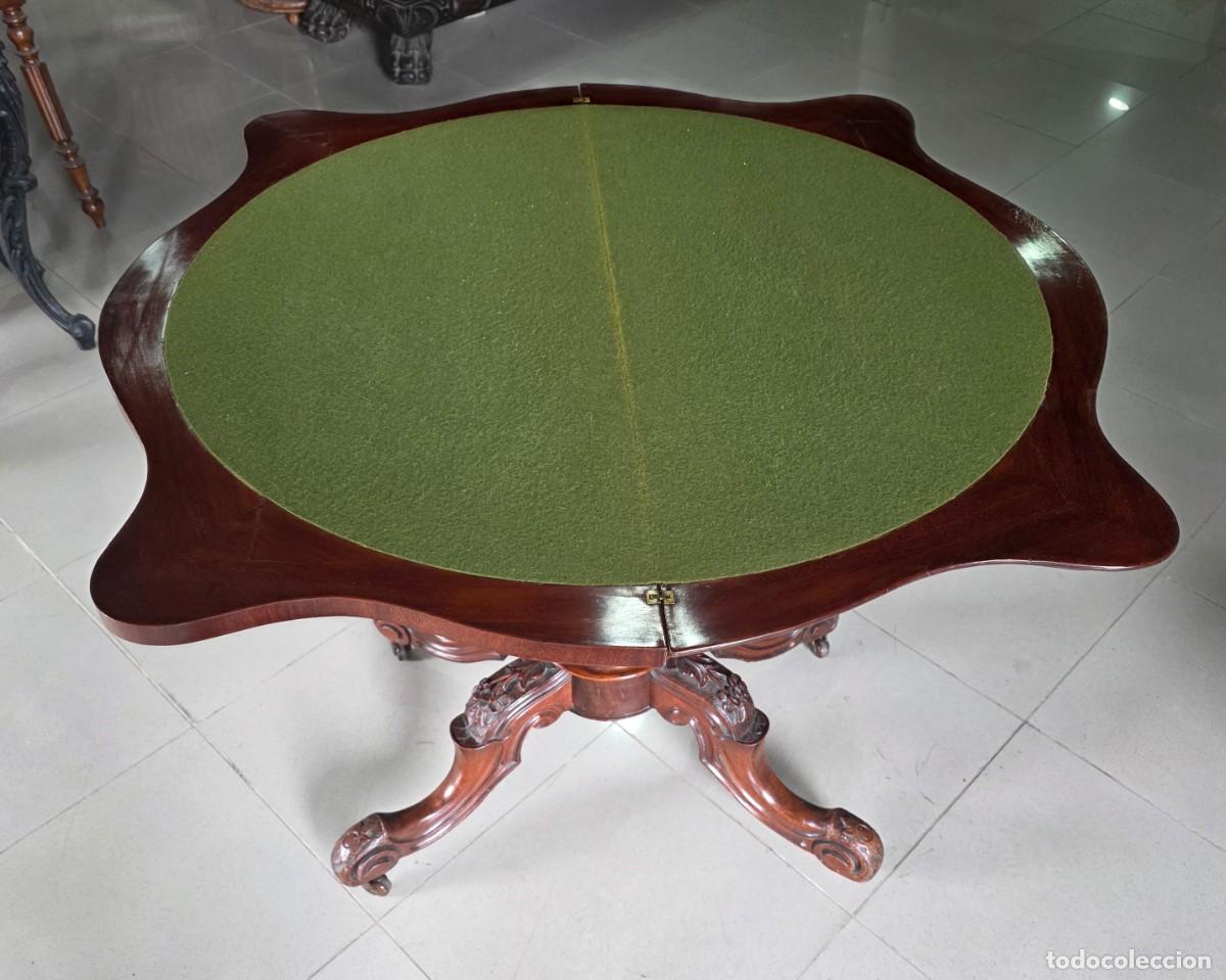Antig&uuml;edades: Mesa de juego Isabelina de caoba - Foto 7