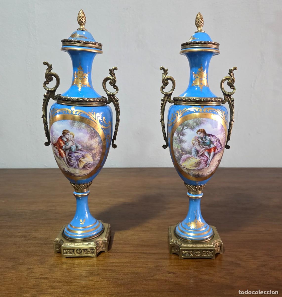 Antig&uuml;edades: 2 Jarrones estilo S&eacute;vres - Foto 2