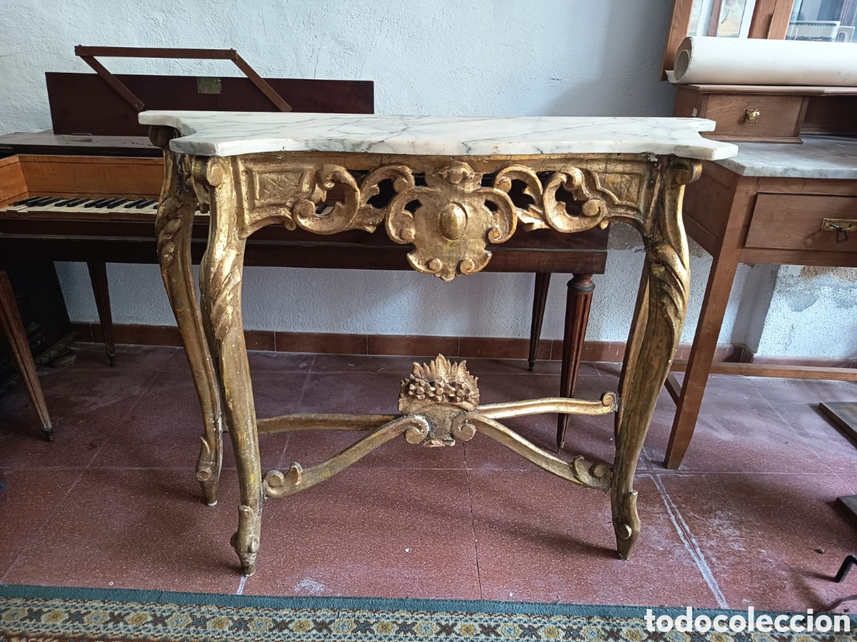 Antig&uuml;edades: Consola dorada estilo Louis xvi - Foto 1