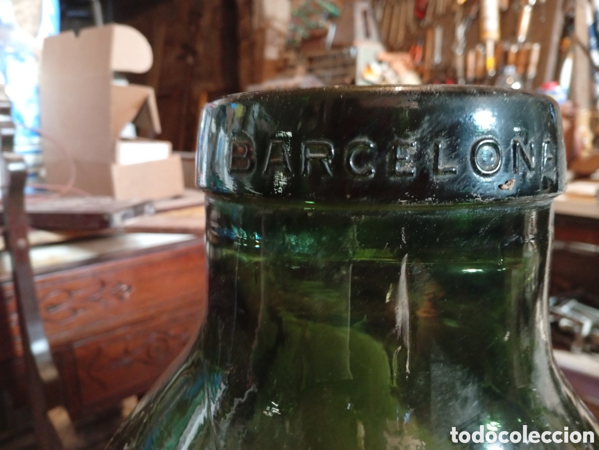 Antig&uuml;edades: Damajuana cristal verde - Foto 2