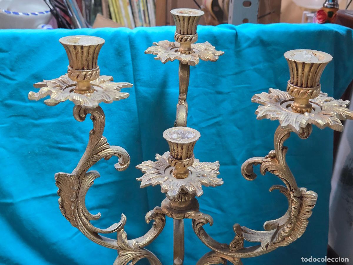 Antig&uuml;edades: candelabro de bronce dorado - Foto 5