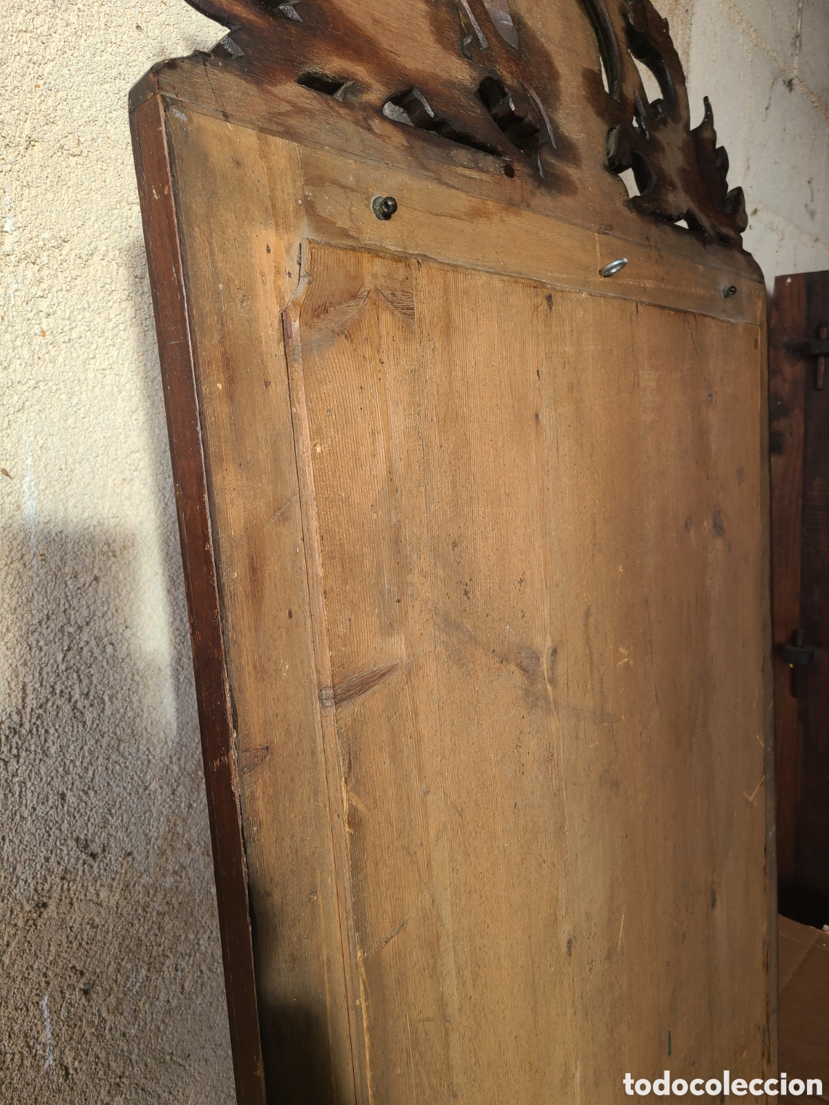 Antig&uuml;edades: Espejo s.XIX con gran copete tallado - Foto 8