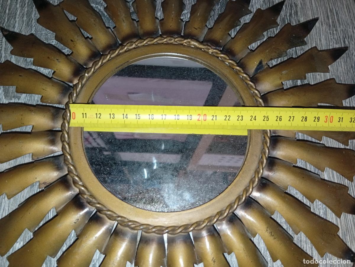 Antig&uuml;edades: Espejo Art deco tipo sol vintage 45 cms - Foto 7