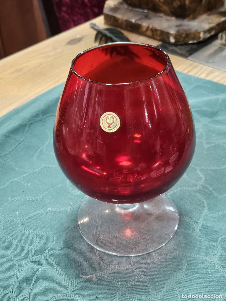 Antig&uuml;edades: copa de cristal granate antigua - Foto 1