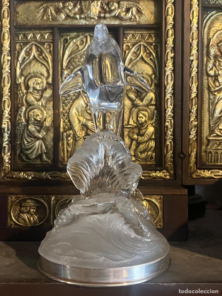 Antig&uuml;edades: DELFIN DE CRISTAL D&rsquo;ARQUES CON BASE DE PLATA 925 - Foto 2