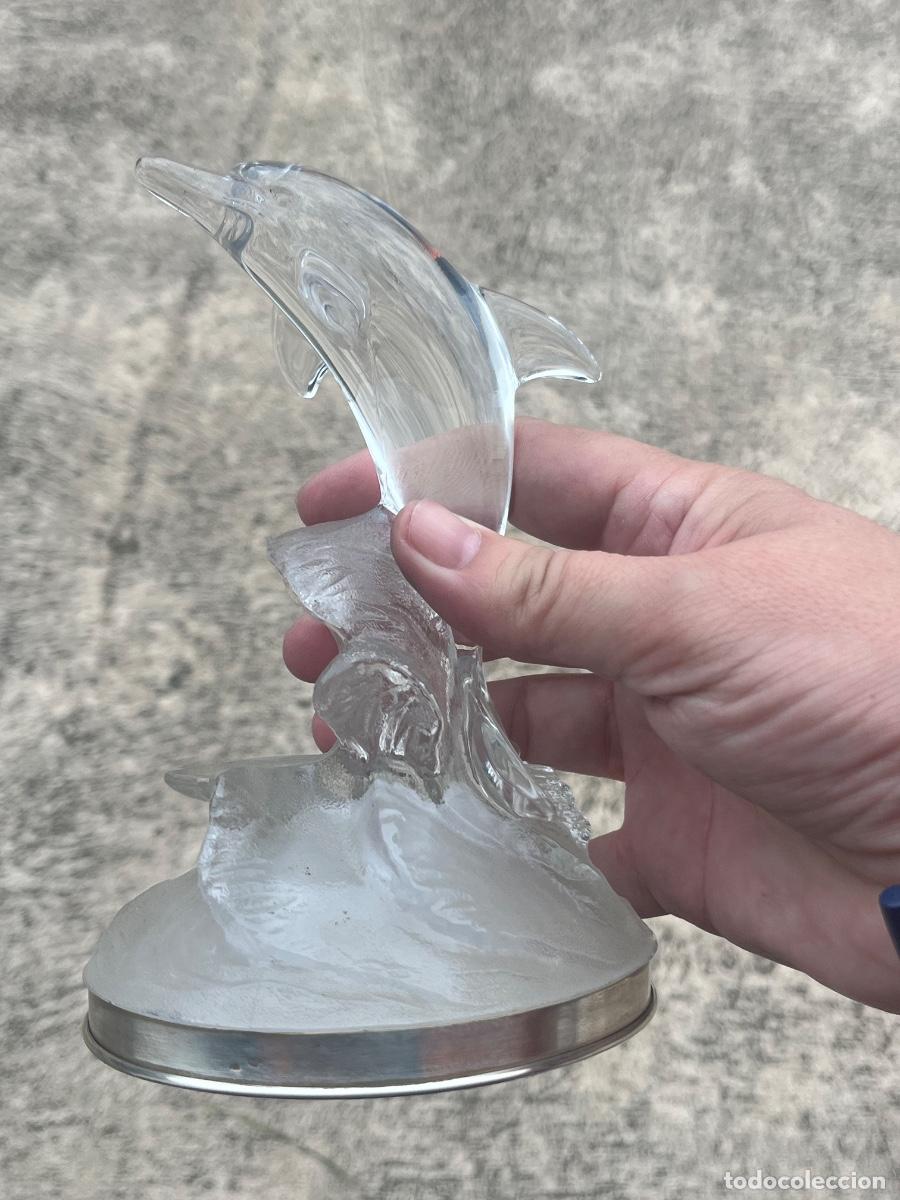 Antig&uuml;edades: DELFIN DE CRISTAL D&rsquo;ARQUES CON BASE DE PLATA 925 - Foto 4