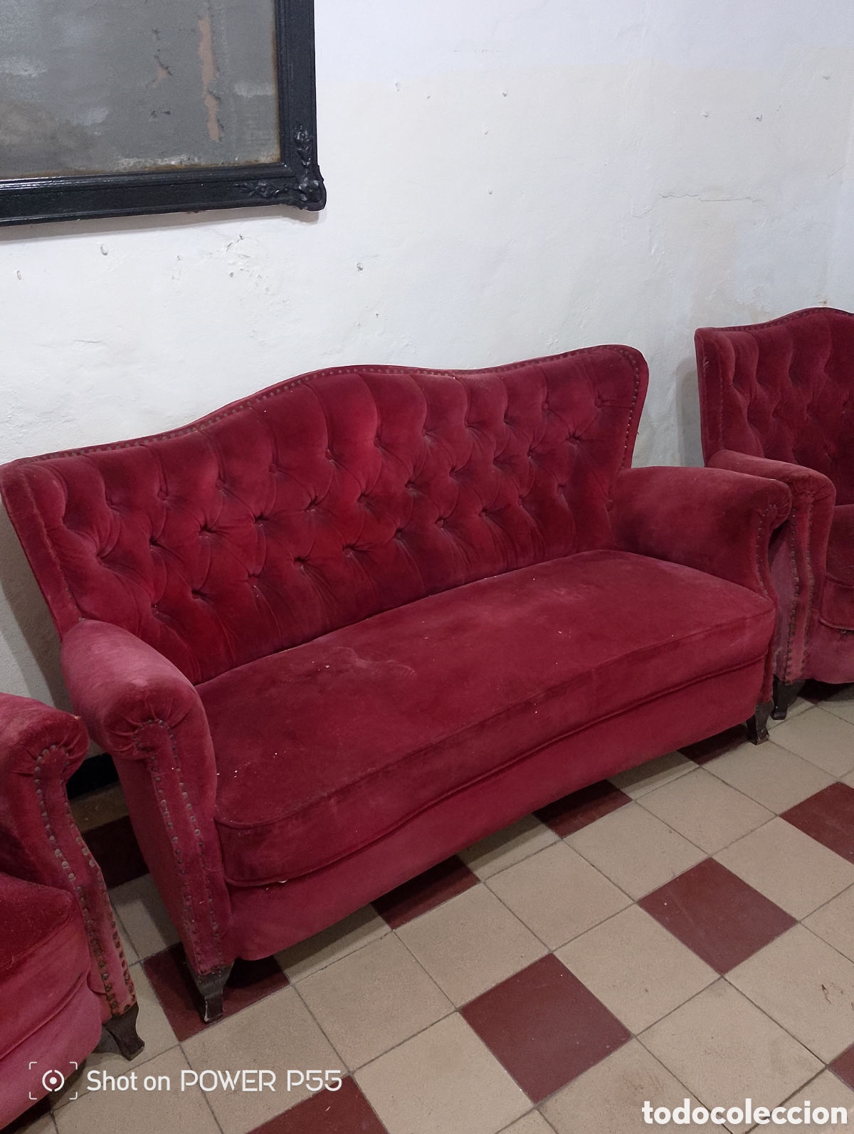 Antig&uuml;edades: Juego de sof&aacute; de terciopelo - Foto 2