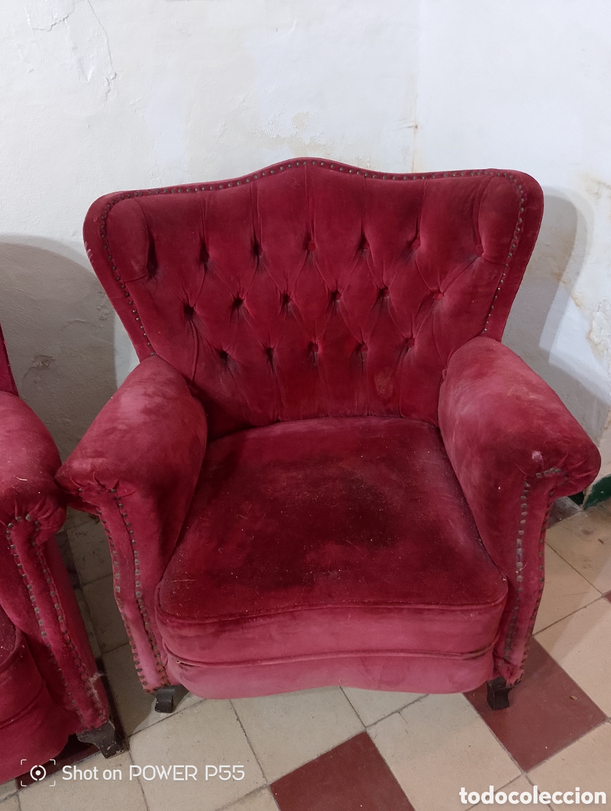 Antig&uuml;edades: Juego de sof&aacute; de terciopelo - Foto 4