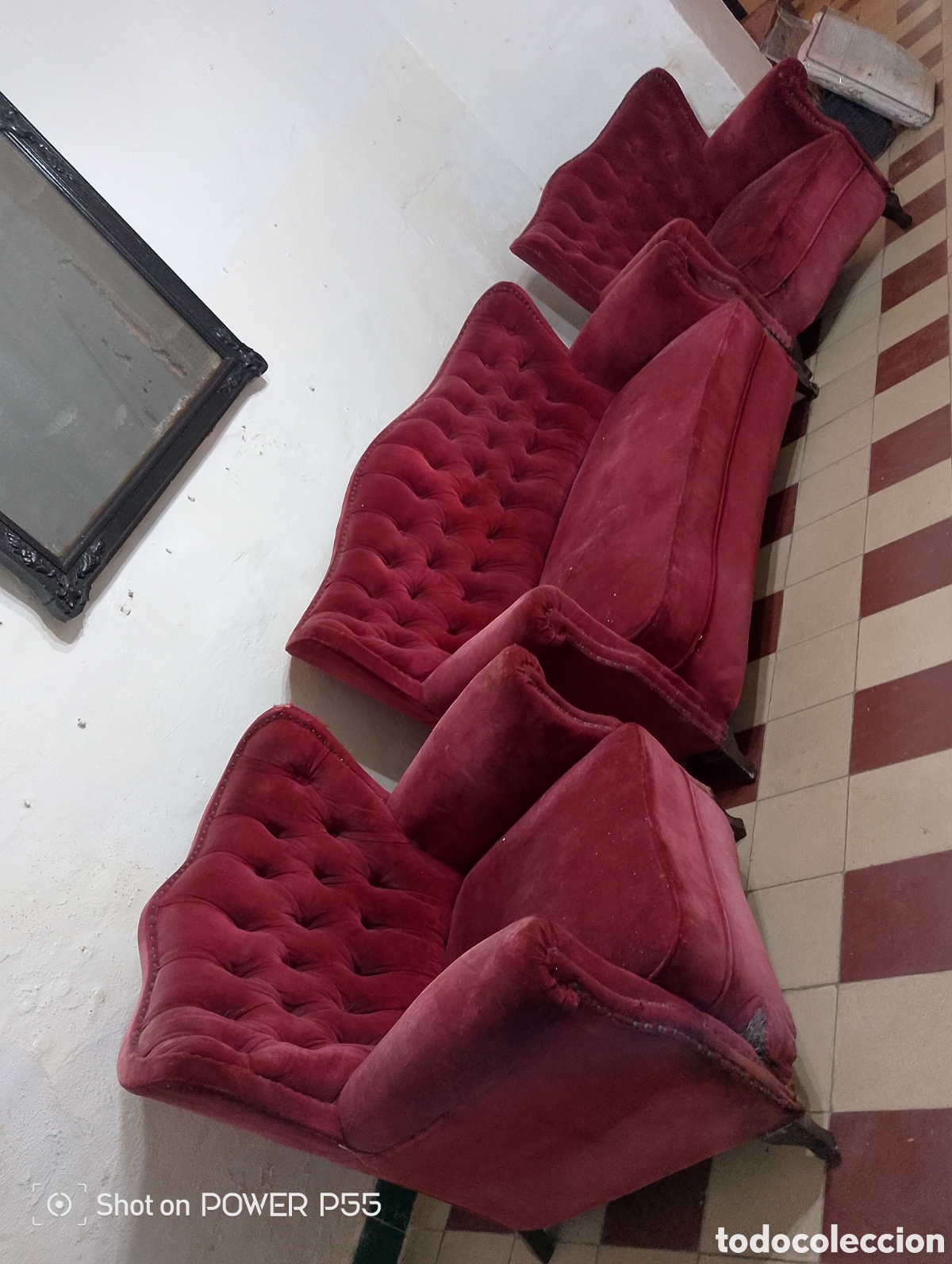 Antig&uuml;edades: Juego de sof&aacute; de terciopelo - Foto 1