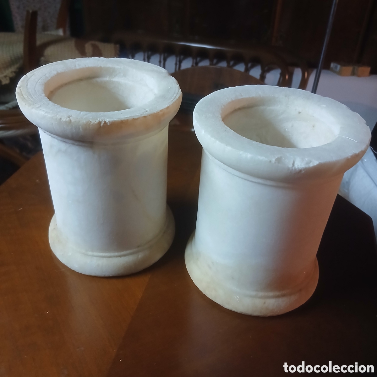 Antig&uuml;edades: 2 antiguos recipiente de alabastro - Foto 4