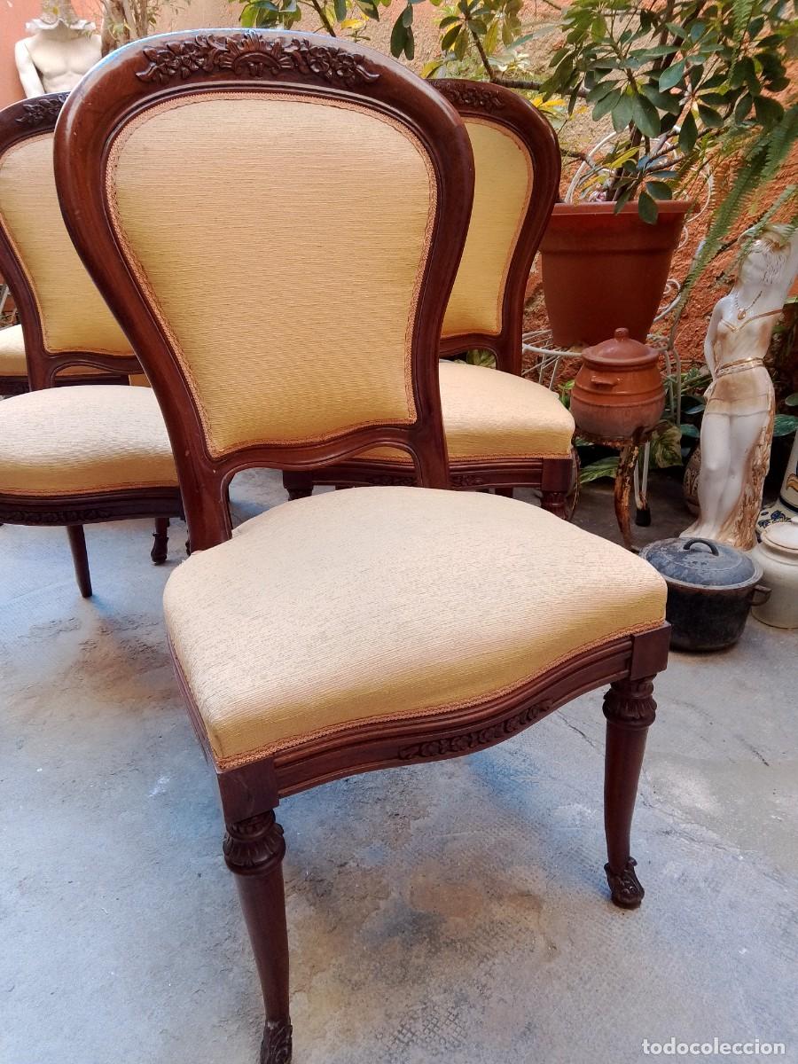 Antig&uuml;edades: sillas-isabelinas-5 unidades - Foto 3