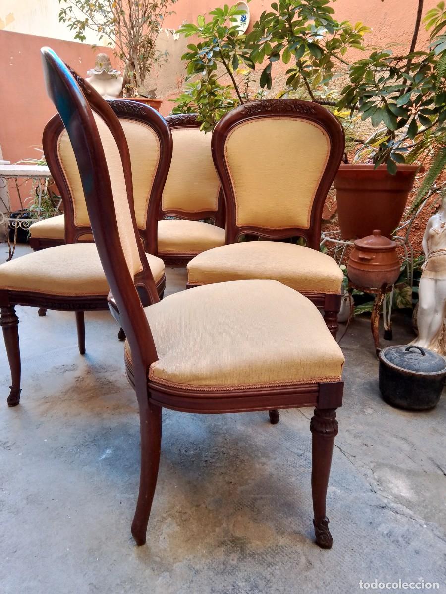 Antig&uuml;edades: sillas-isabelinas-5 unidades - Foto 4