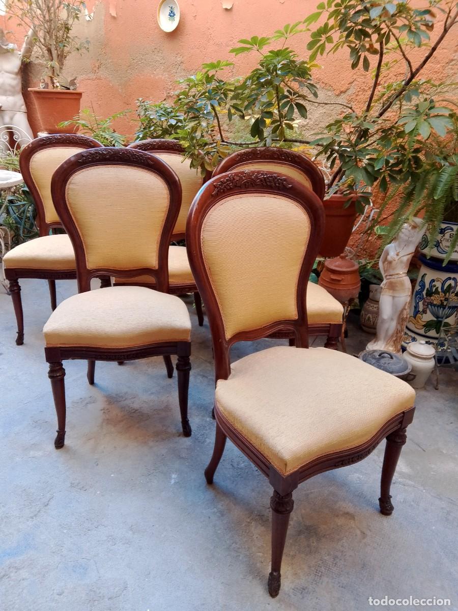 Antig&uuml;edades: sillas-isabelinas-5 unidades - Foto 1