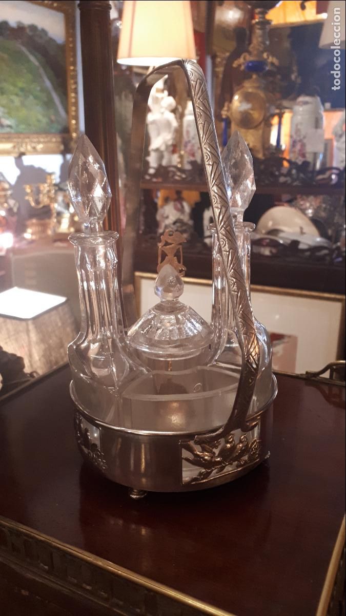Antig&uuml;edades: Vinagreta de alpaca y cristal. - Foto 2