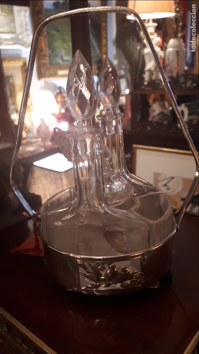Antig&uuml;edades: Vinagreta de alpaca y cristal. - Foto 5