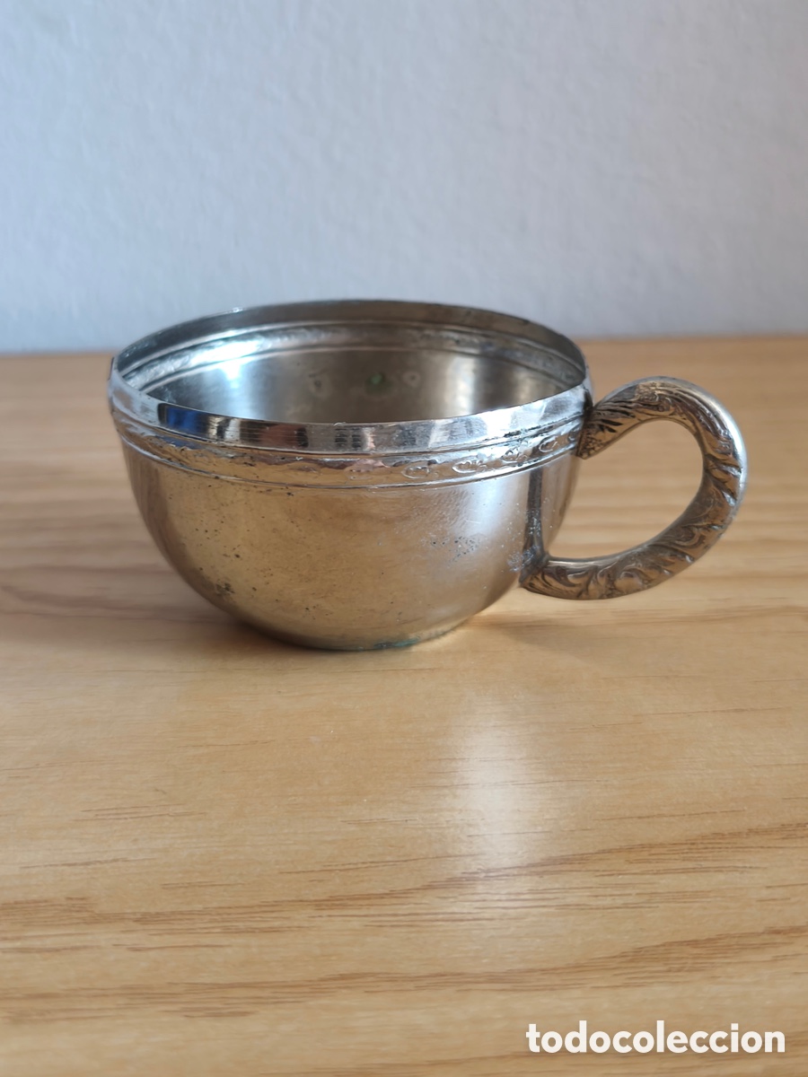 Antiques: TAZA DE PLATA. ASA TAZA GRABADA