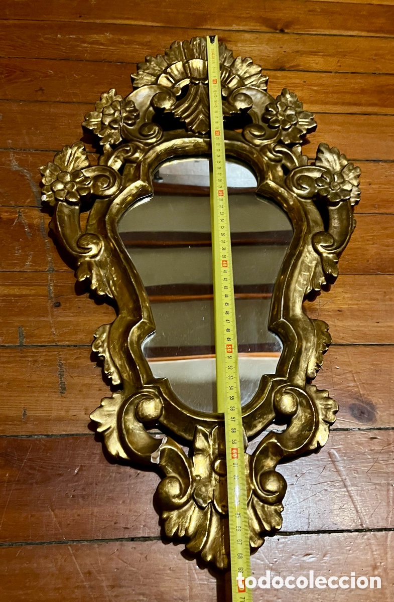 Antig&uuml;edades: Cornucopia Espejo de madera y pan de oro - Foto 5