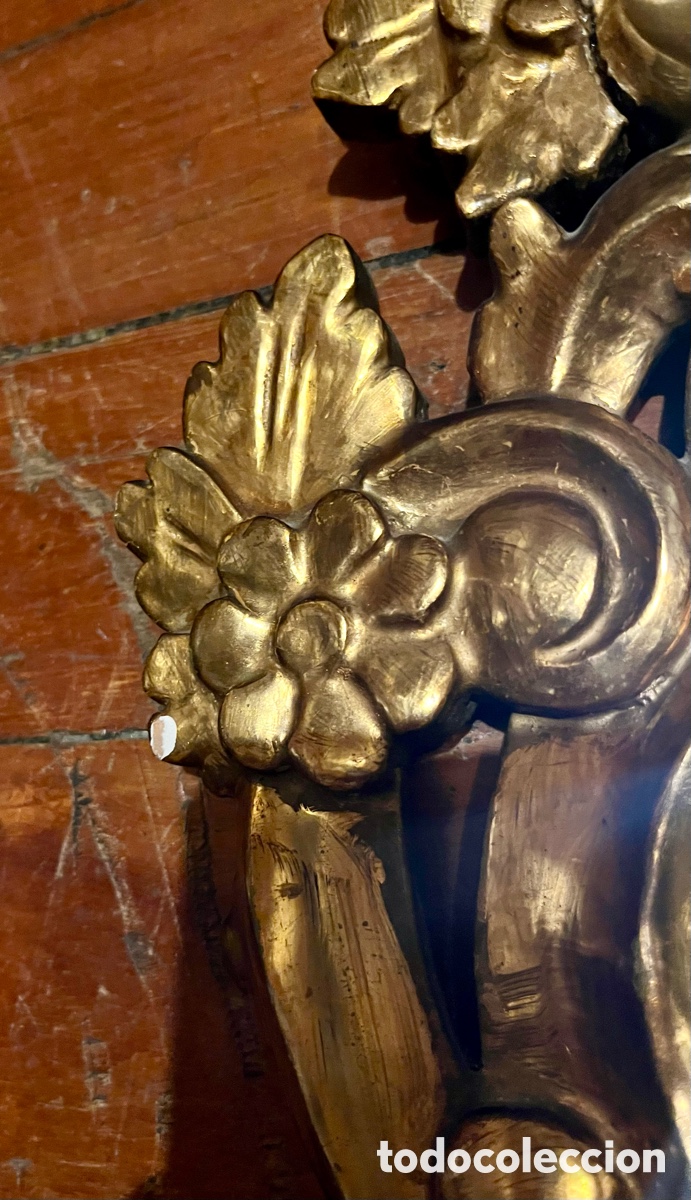 Antig&uuml;edades: Cornucopia Espejo de madera y pan de oro - Foto 6